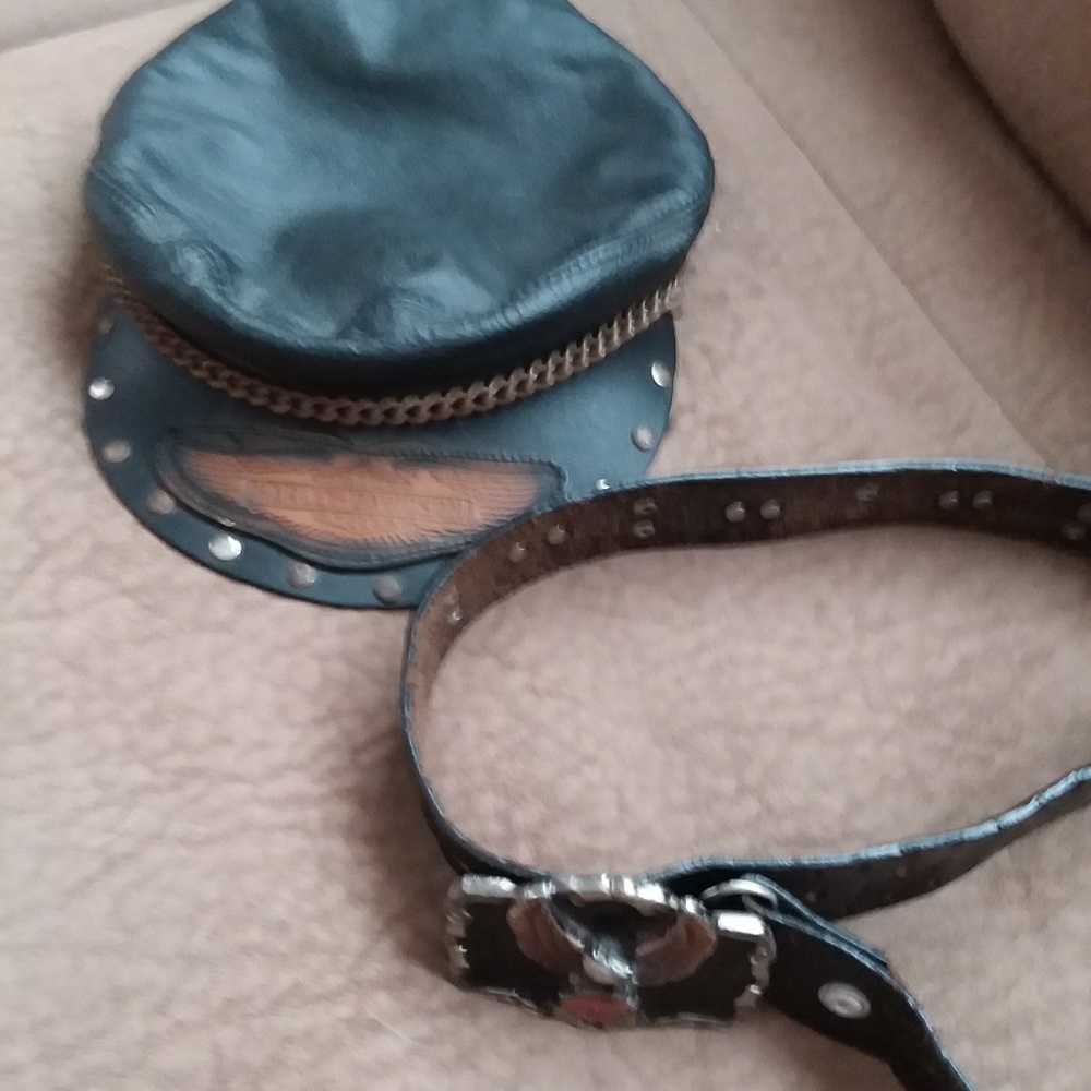 Harley-Davidson hat and belt